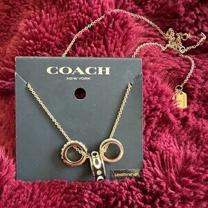 NWT! Coach CI905 Women's Signature Enamel Rondell Necklace In Gold/Black